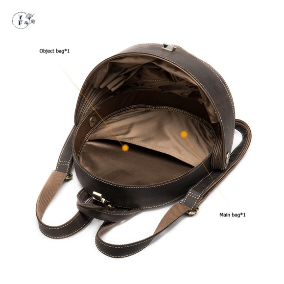 Vintage Round Crazy Horseskin Backpack
